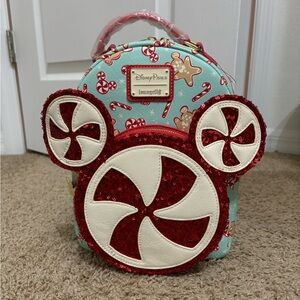 BNWT Disney Parks Loungefly Christmas Mickey Peppermint Pinwheel